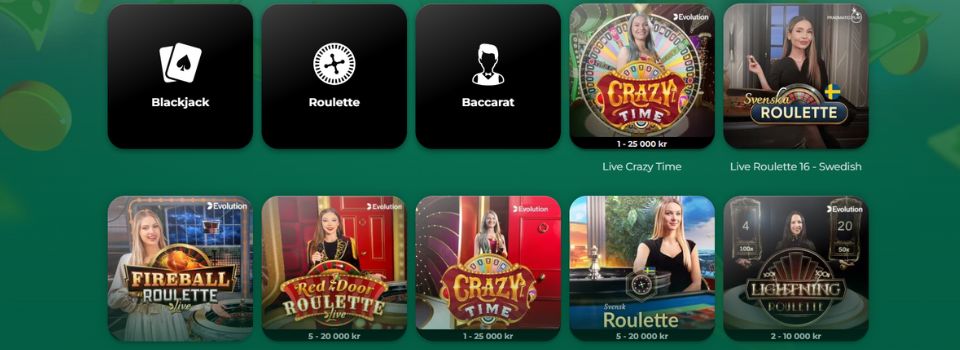 Klirr live casino spel