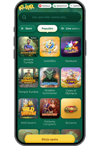 Klirr Casino på mobilen