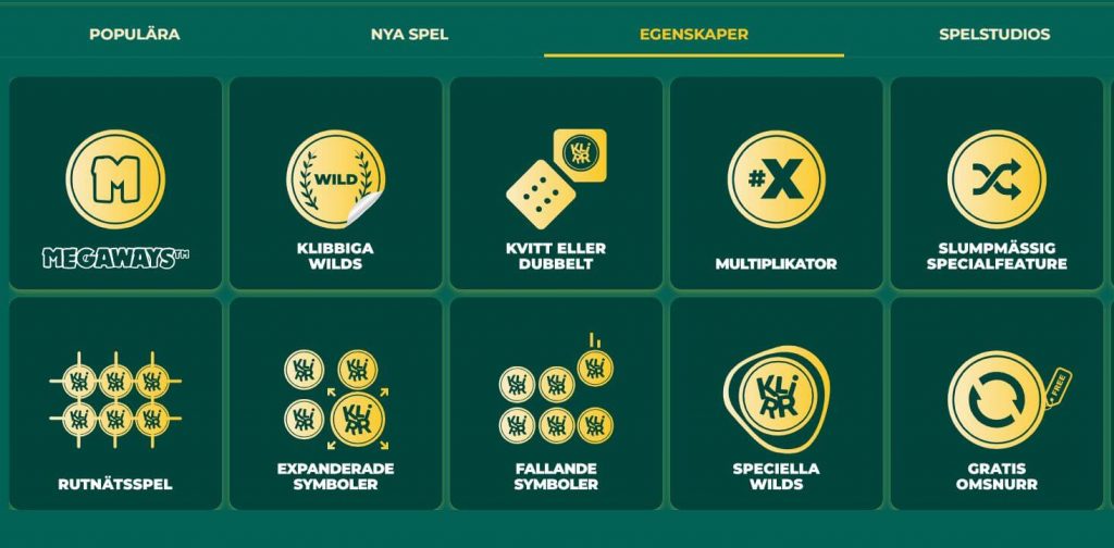 spelkategorier klirr casino