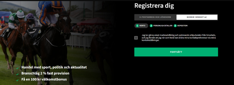 Registrering med BankID hos Smarkets