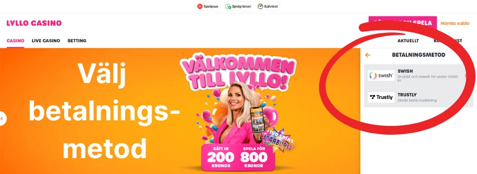 Lyllo casinos betalningsmetoder