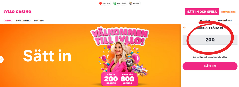 Lyllo casino insattning