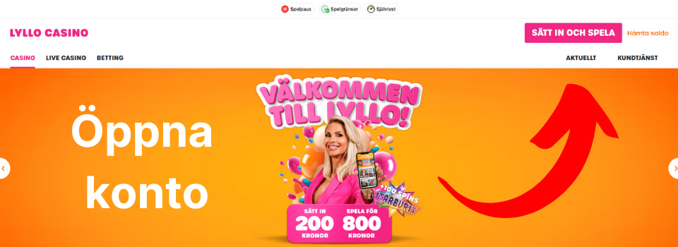 Öppna konto och logga in hos Lyllo Casino