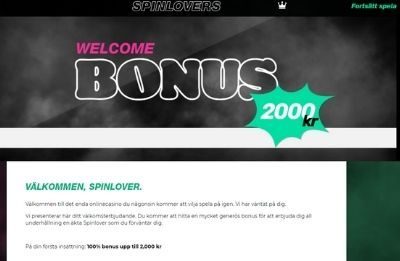 spinlovers casino välkomstbonus
