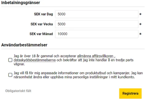 Interwetten Casino insättningsgräns