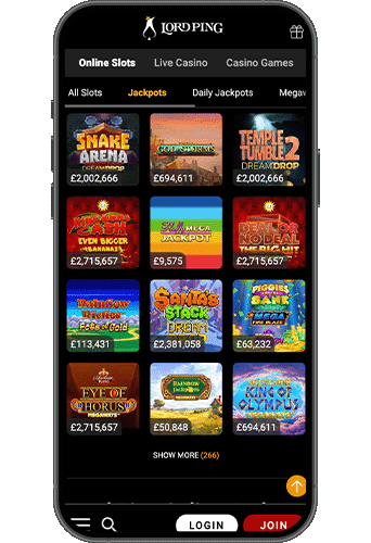 LordPing Casino på mobilen