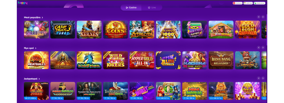 Casinospel hos Happy casino