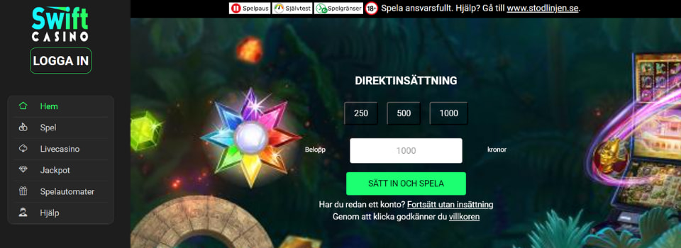 Swift Casino startsida