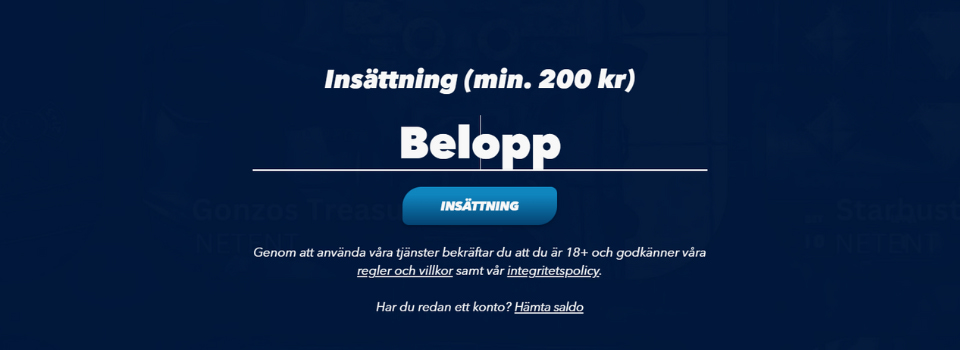 Supersnabbt Casino insättningsbelopp