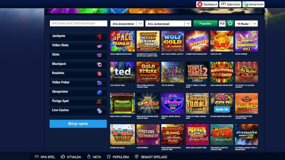 kungaslottet casino spelautomater