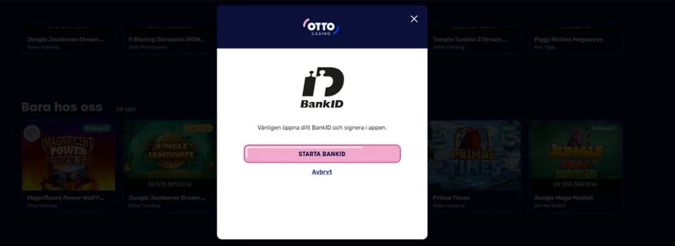 Registrering med BankID på Otto Casino