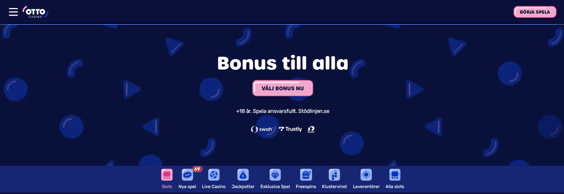 Otto Casino landingssida