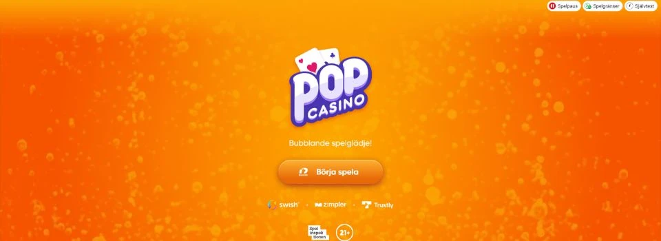 startsidan för Pop Casino för att börja spela