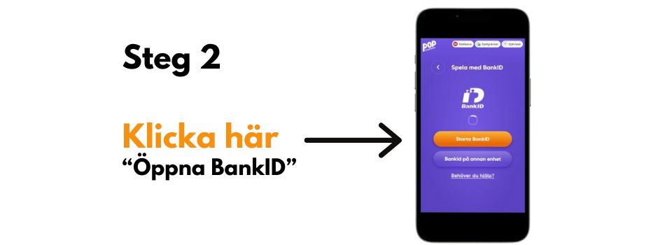 illustrerad bild för att spela Pop casino med BankID steg 2