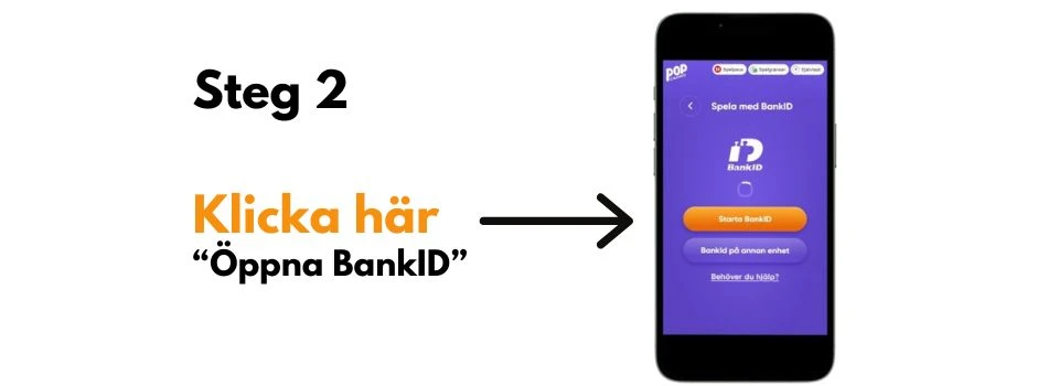 illustrerad bild för att spela Pop casino med BankID steg 2 