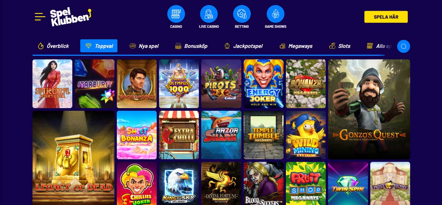 spelklubben casino spellobby