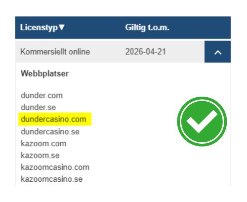 dunder casino sverige licens