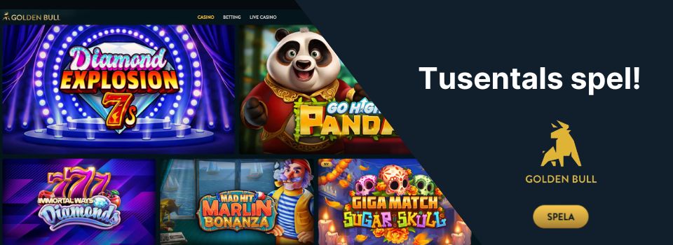 Golden Bull casino spelutbud är stort