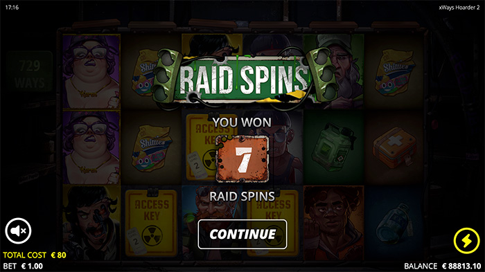 Raid spins i Xway Hoarder 2.