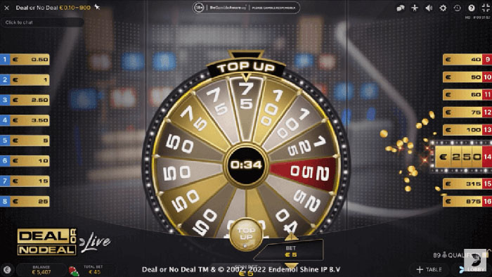 Deal or No Deal Live lyckohjul.