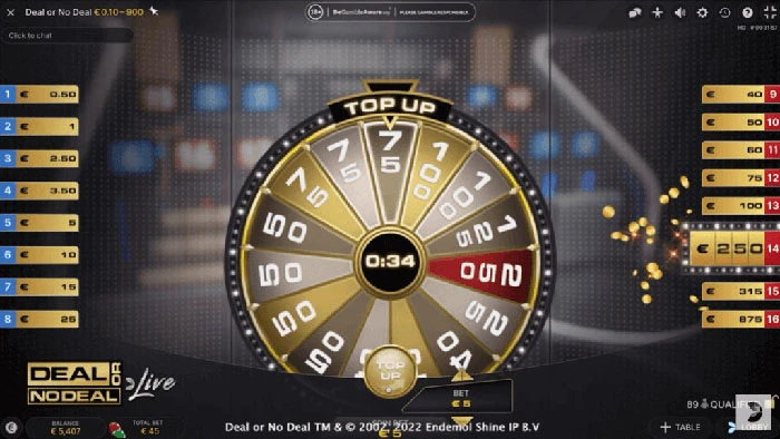Deal or No Deal Live lyckohjul.