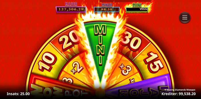 Jackpottspelet i 9 Blazing Diamonds WowPot.
