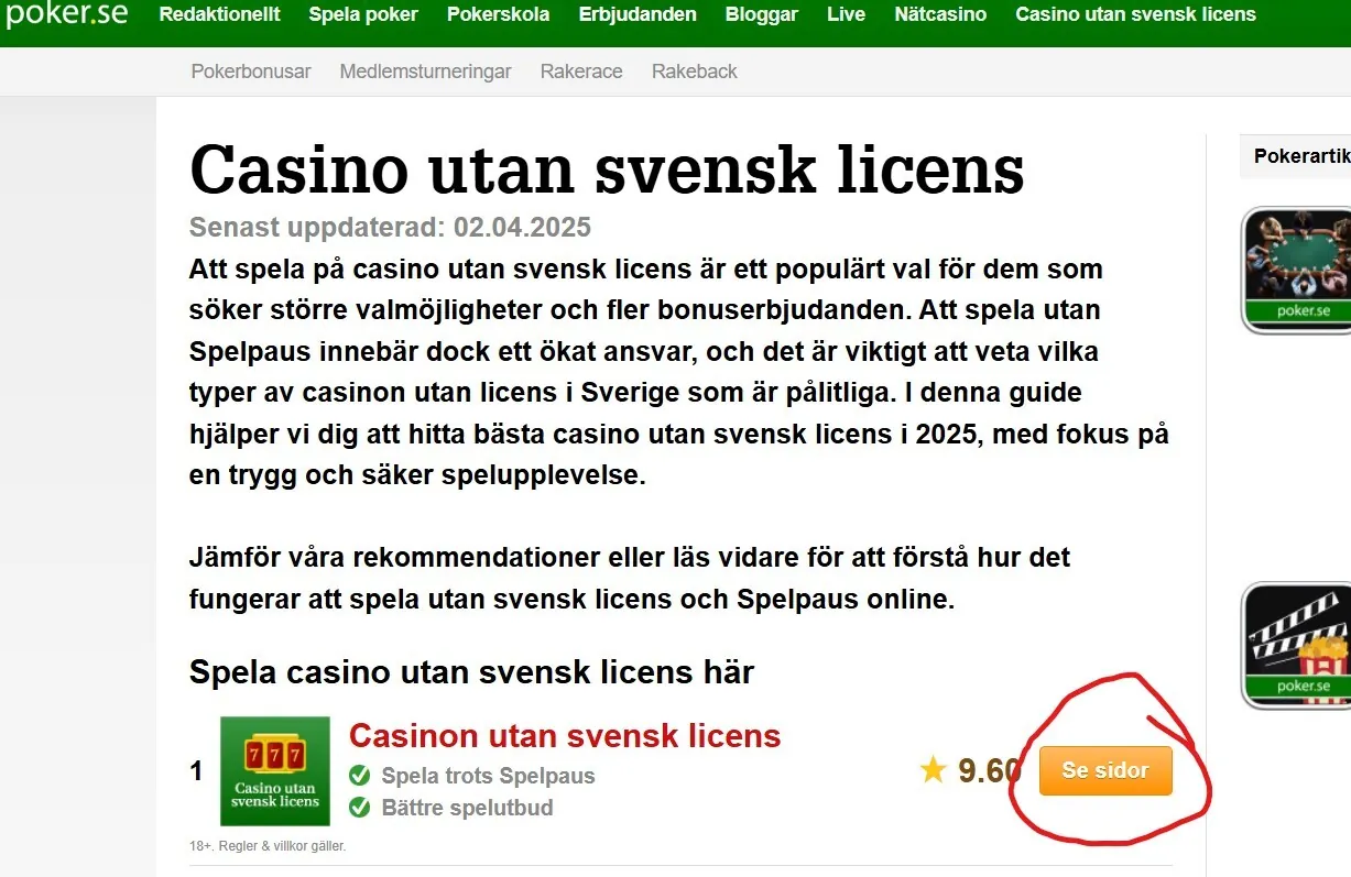 Direktlänk till sajter utan tillstånd