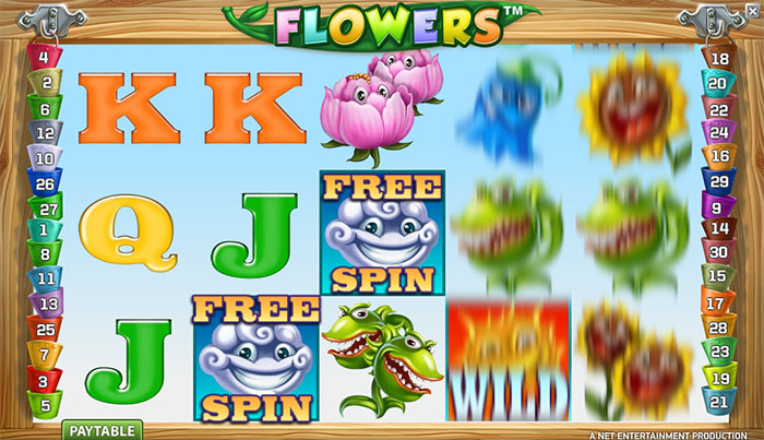 Free spins i Flowers spelautomat.
