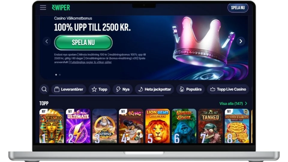 Swiper Casino startsida dator