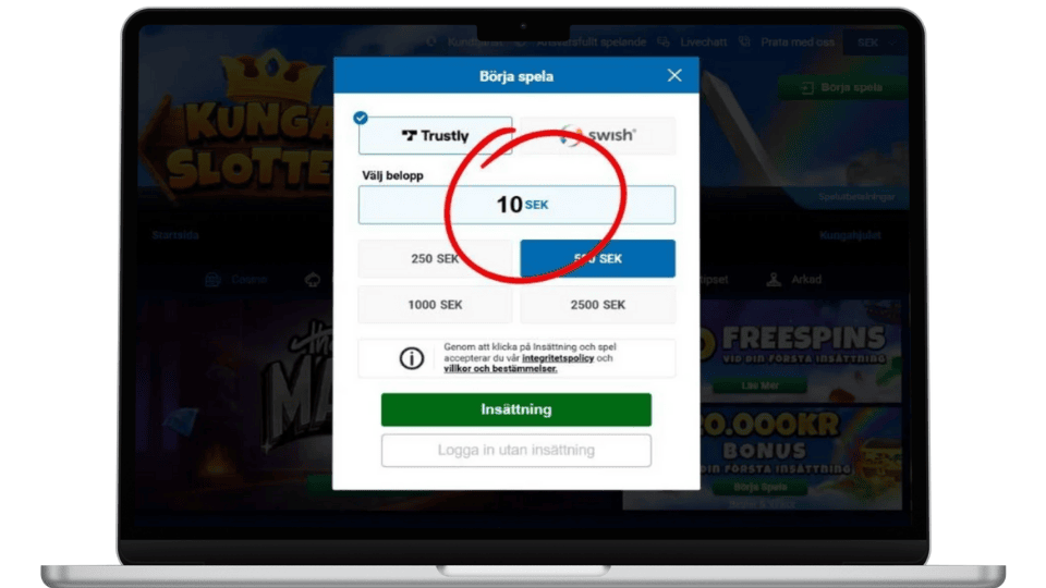 casino minsta insättning 10 kr