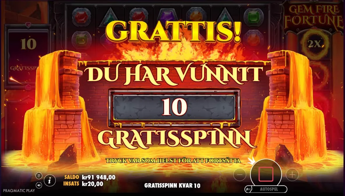 Gem Fire Fortune free spins vinst
