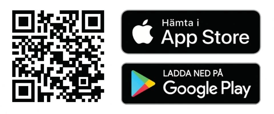Hämta casino app med QR kod, Google och App Store