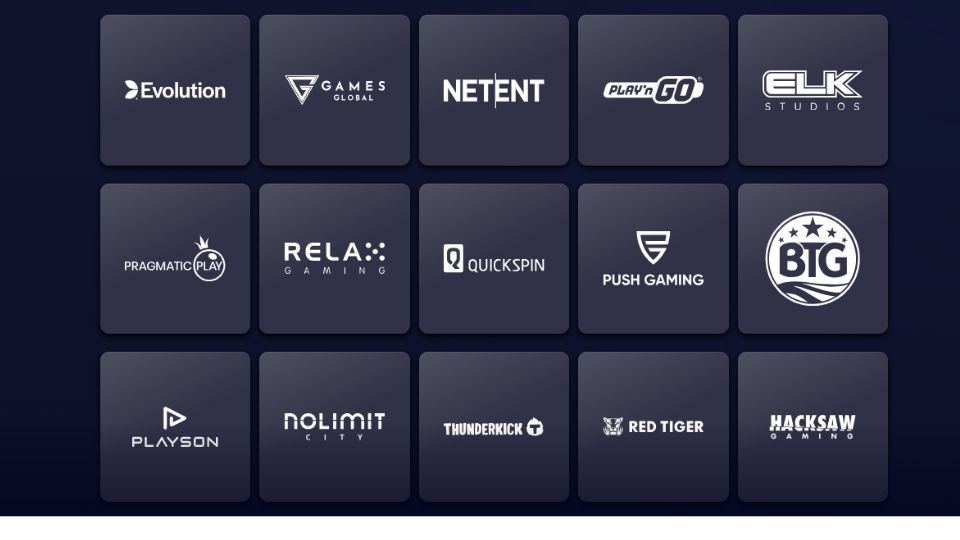 Ikoner för spelstudios hos Onerush casino