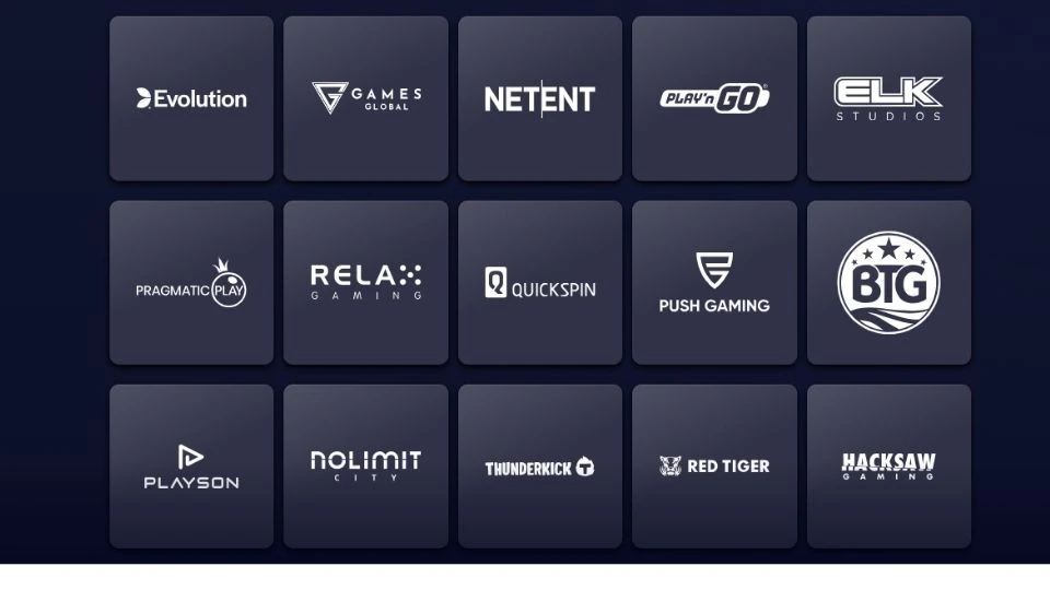 Ikoner för spelstudios hos Onerush casino